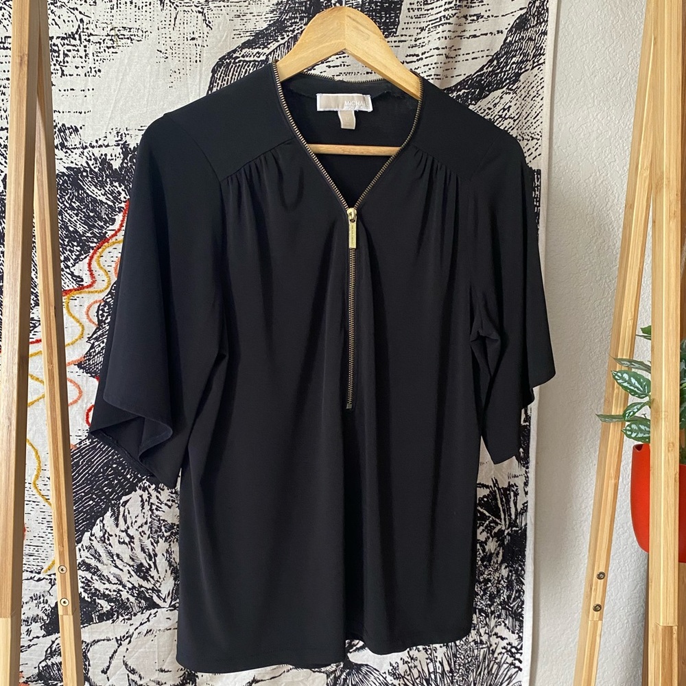 Michael Kors Black Zipper Top